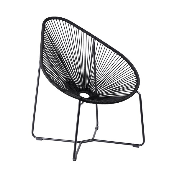 Armen Living Acapulco Indoor Outdoor Steel Papasan Lounge Chair with Black Rope LCACSIBL - main